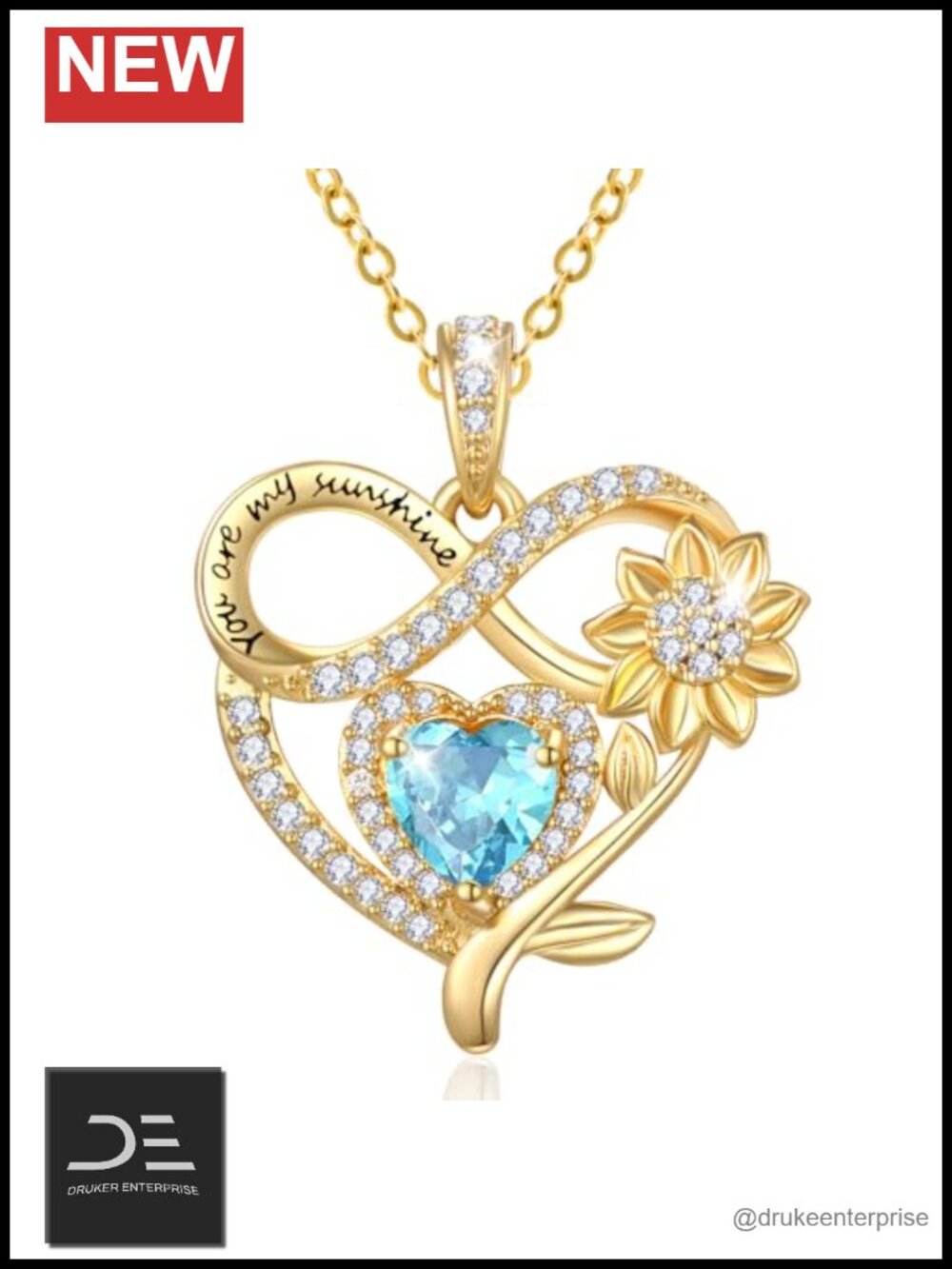 14k Gold Plated Sunflower Pendant Necklace Adjustable 18+2 Chain Hypoallergenic